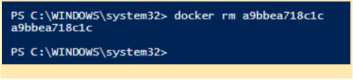 Using docker rm command to remove a container