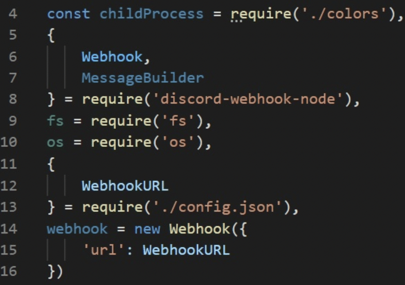 The webhook which was created for the discord bot